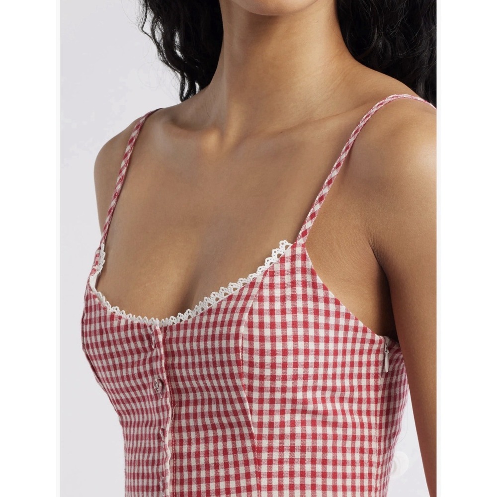 princess polly Toulouse Red Gingham Sleeveless Minidress Sz 6 Americana Bbq - Picture 4 of 11